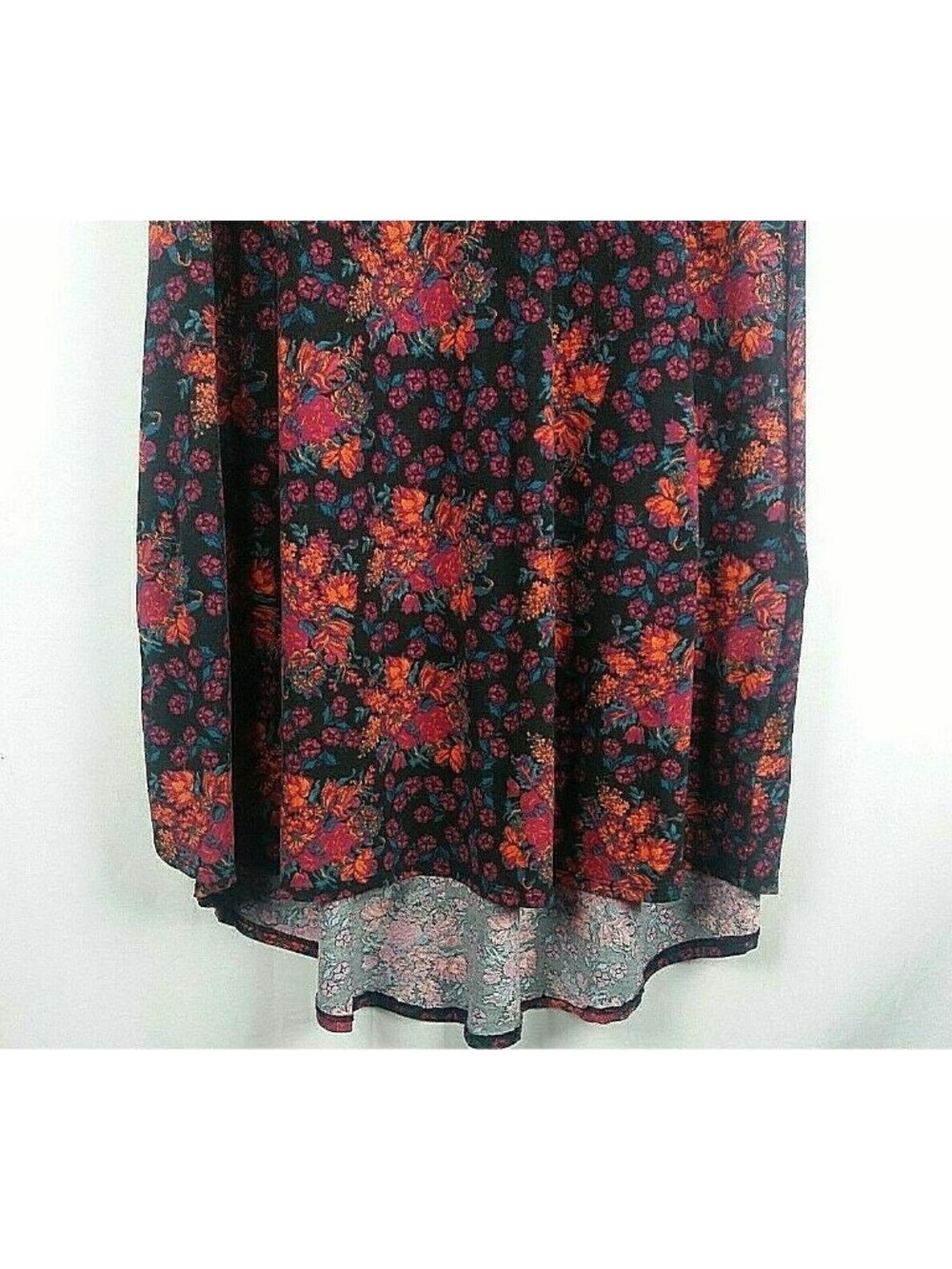 Lularoe Simply Comfortable Dress Flower Clusters Black Stretchy Hi Lo - Picture 5 of 7